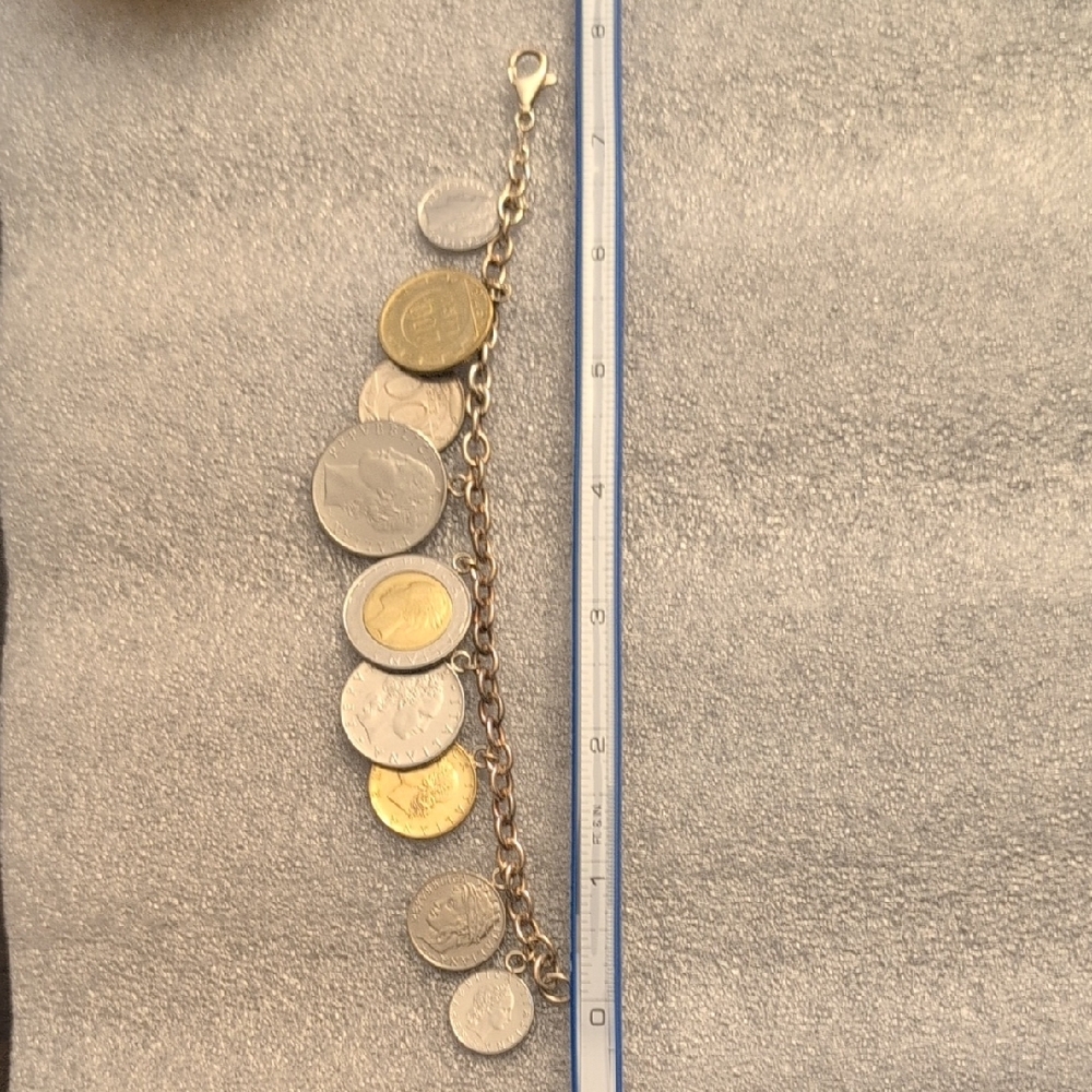 Vintage Italian Sterling Silver Bracelet With Coin Charms - Picture 8 of 8